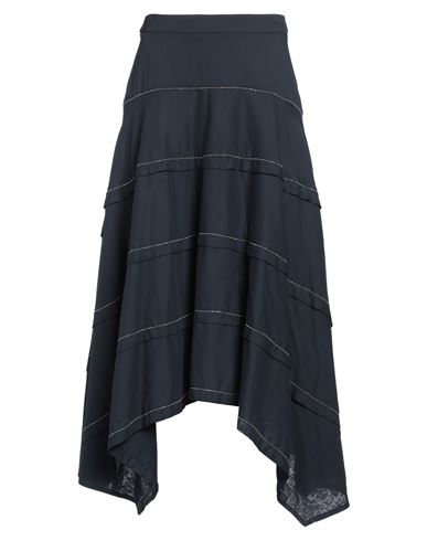 Peserico Woman Midi Skirt Midnight Blue Size 14 Cotton In Blue