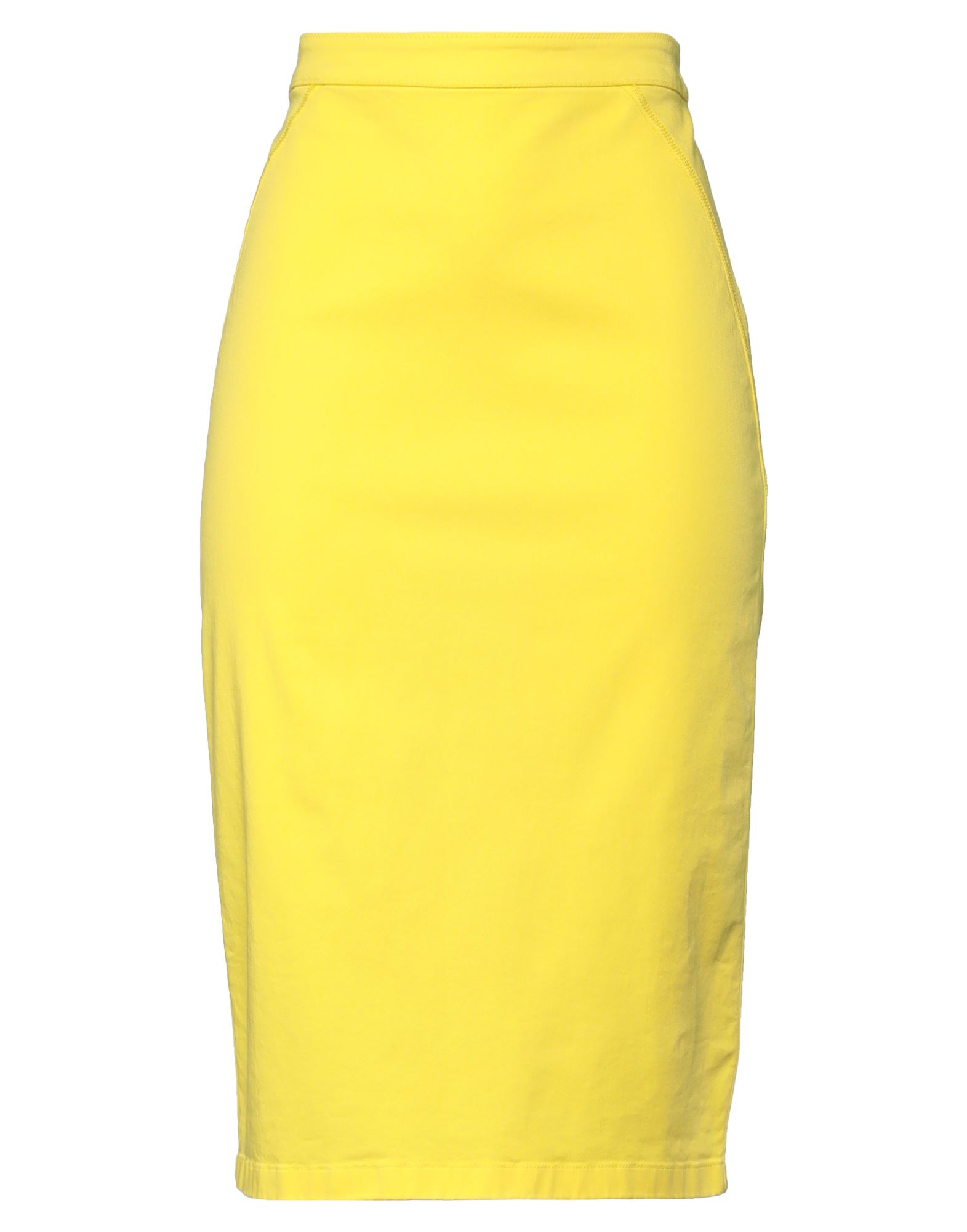 Shop Ndegree21 Woman Midi Skirt Yellow Size 6 Cotton, Elastane