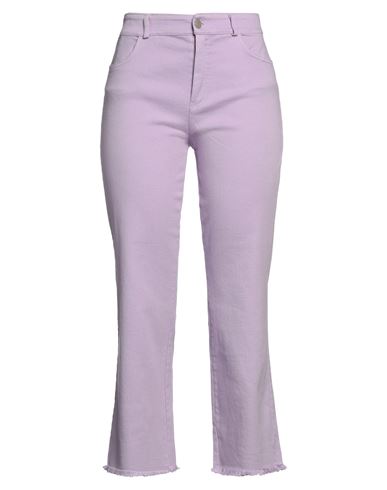 Tensione In Woman Jeans Lilac Size S Cotton, Elastane In Purple