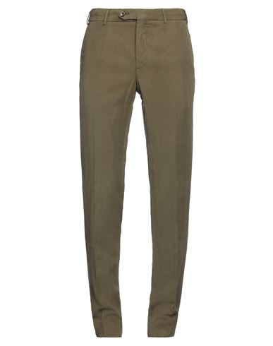 Pt Torino Man Pants Military Green Size 40 Lyocell, Linen, Cotton In Green