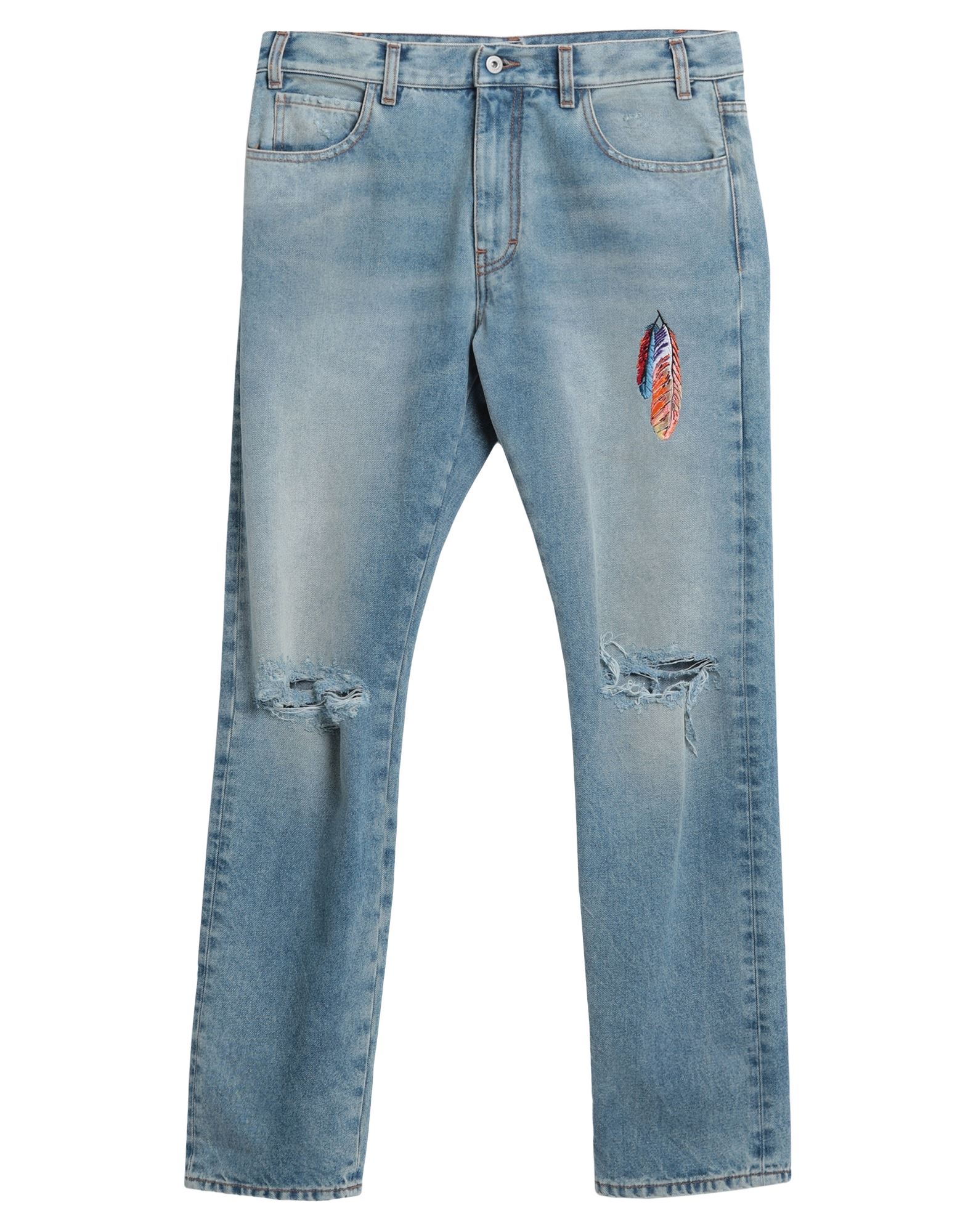 Marcelo Burlon County Of Milan Slim-fit Distressed Denim Jeans In Light Denim