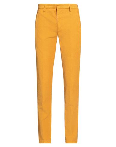 Shop Dondup Man Pants Ocher Size 29 Cotton, Elastane In Yellow