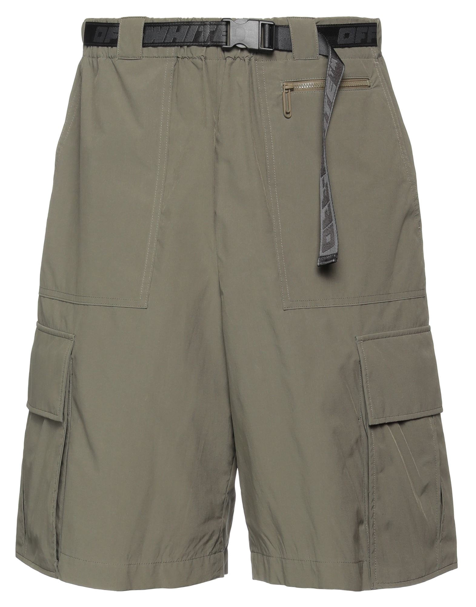 Shop Off-white Man Shorts & Bermuda Shorts Military Green Size S Polyester, Polyamide