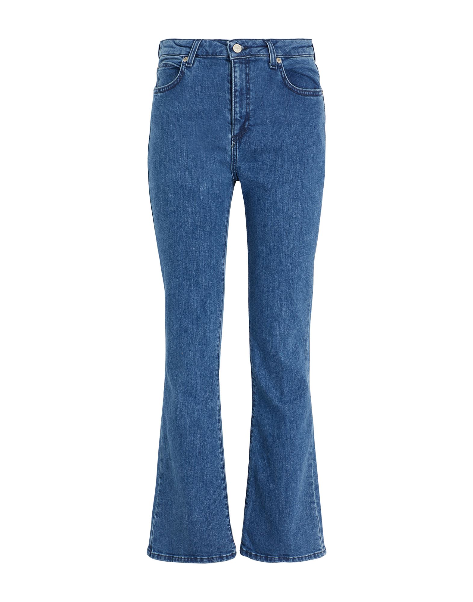 Shop 8 By Yoox Organic Cotton Denim Flared Jean Woman Jeans Blue Size 30 Organic Cotton, Elastane