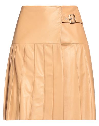 Eleventy Woman Mini Skirt Camel Size 4 Ovine Leather In Beige