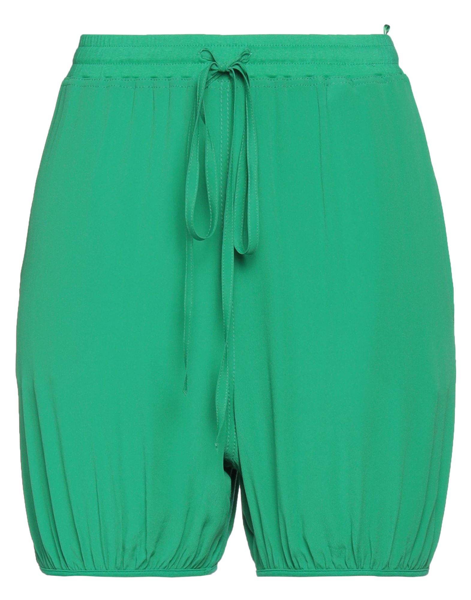 Shop Ndegree21 Woman Shorts & Bermuda Shorts Green Size 4 Cotton, Acetate, Silk