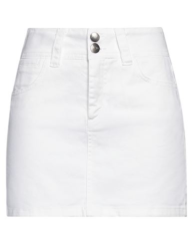 Jijil Woman Denim Skirt White Size 28 Cotton, Elastane