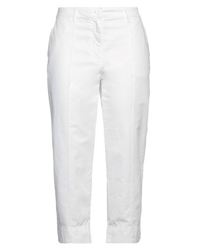 Love Moschino Woman Cropped Pants White Size 8 Cotton, Linen, Elastane
