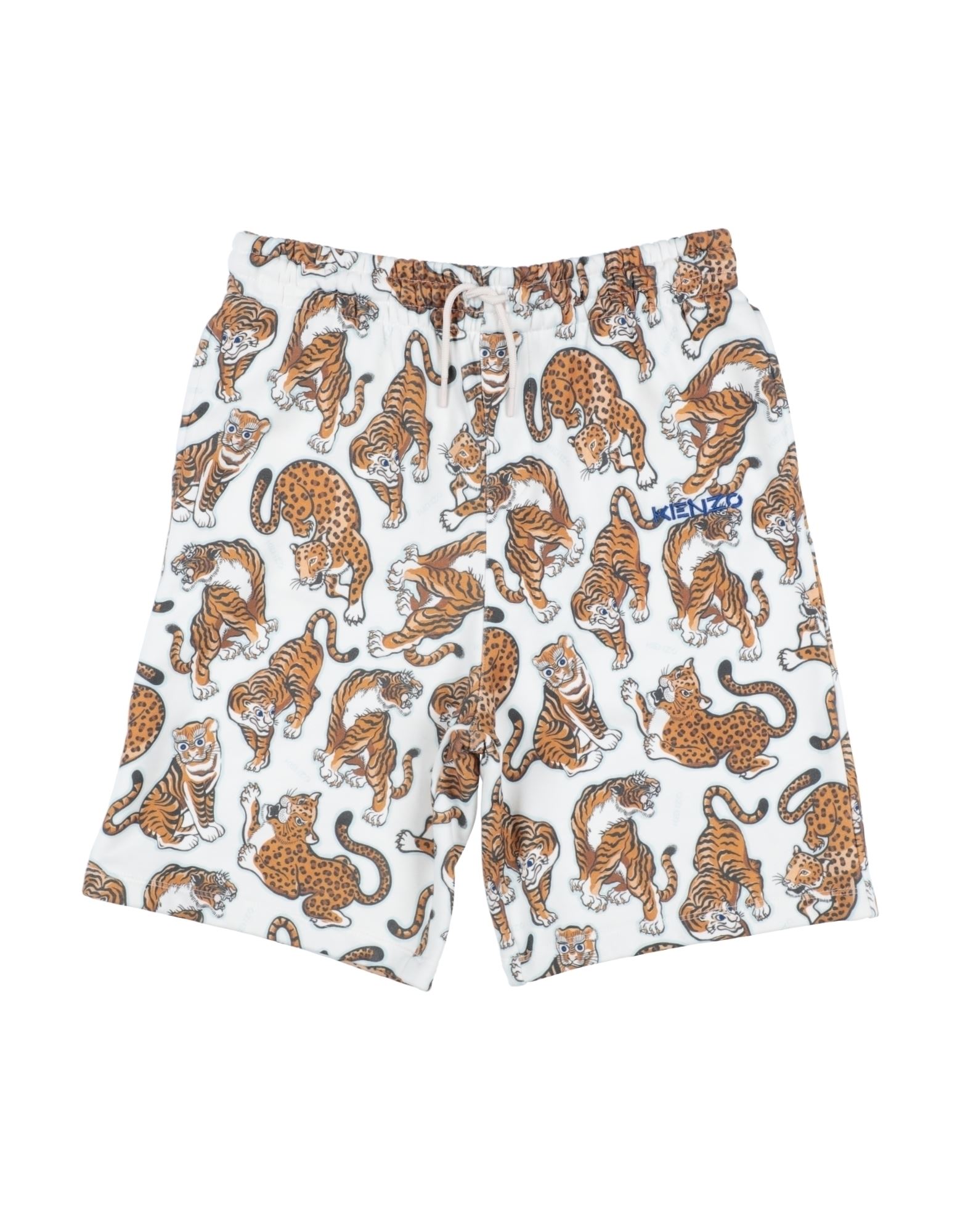 Kenzo Shorts All Over Print Straight Leg In Ivory