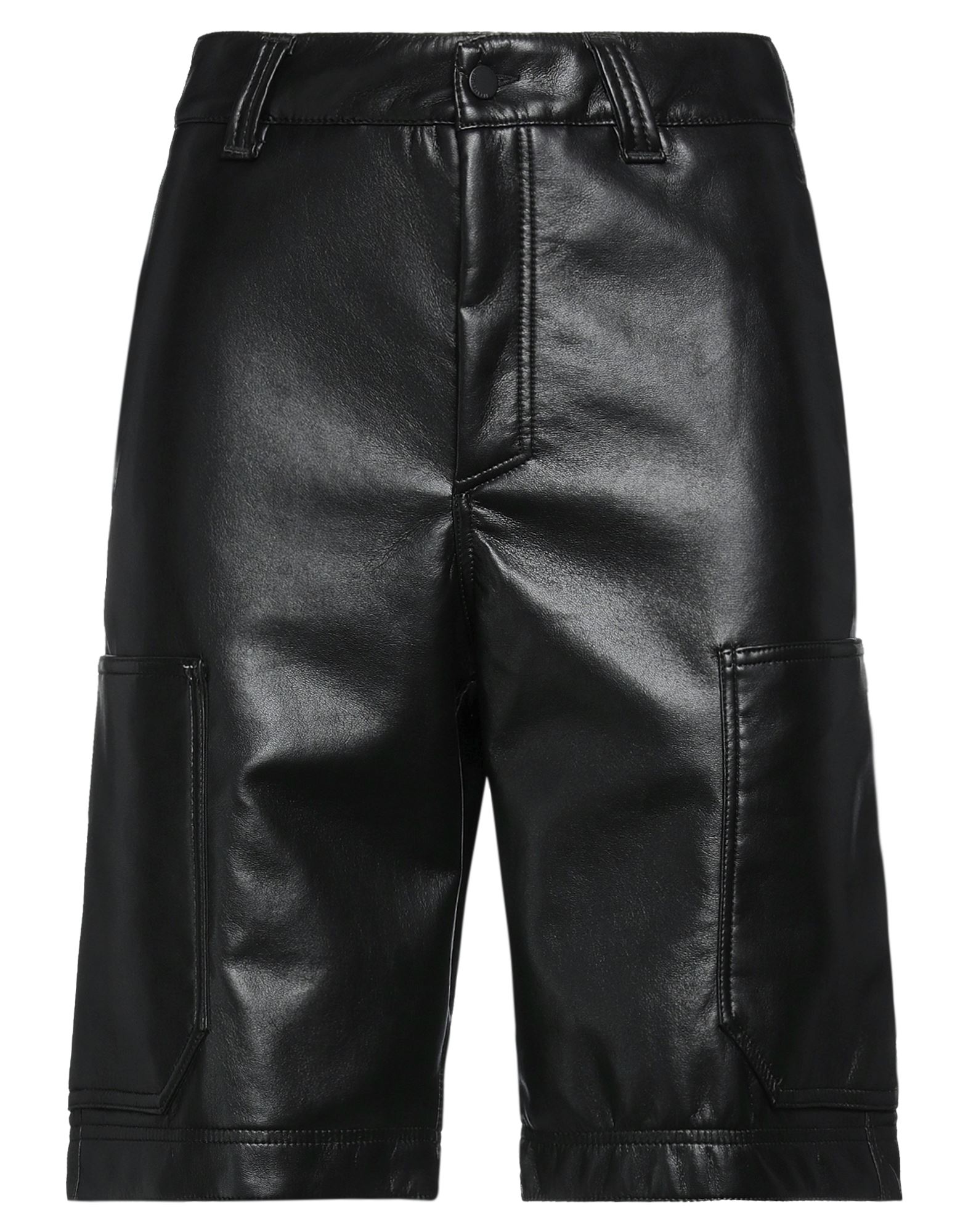 44 Label Group Man Shorts & Bermuda Shorts Black Size 32 Recycled Leather, Polyurethane, Polyester