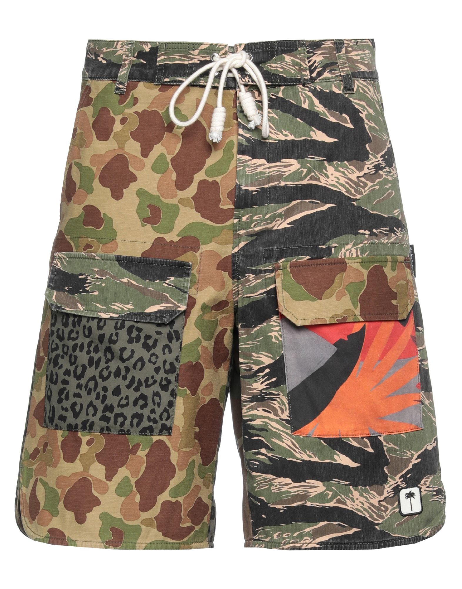 Shop Palm Angels Man Shorts & Bermuda Shorts Military Green Size M Cotton, Polyester