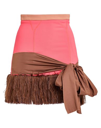 Elisabetta Franchi Woman Mini Skirt Coral Size 2 Polyester, Elastane, Acetate, Linen