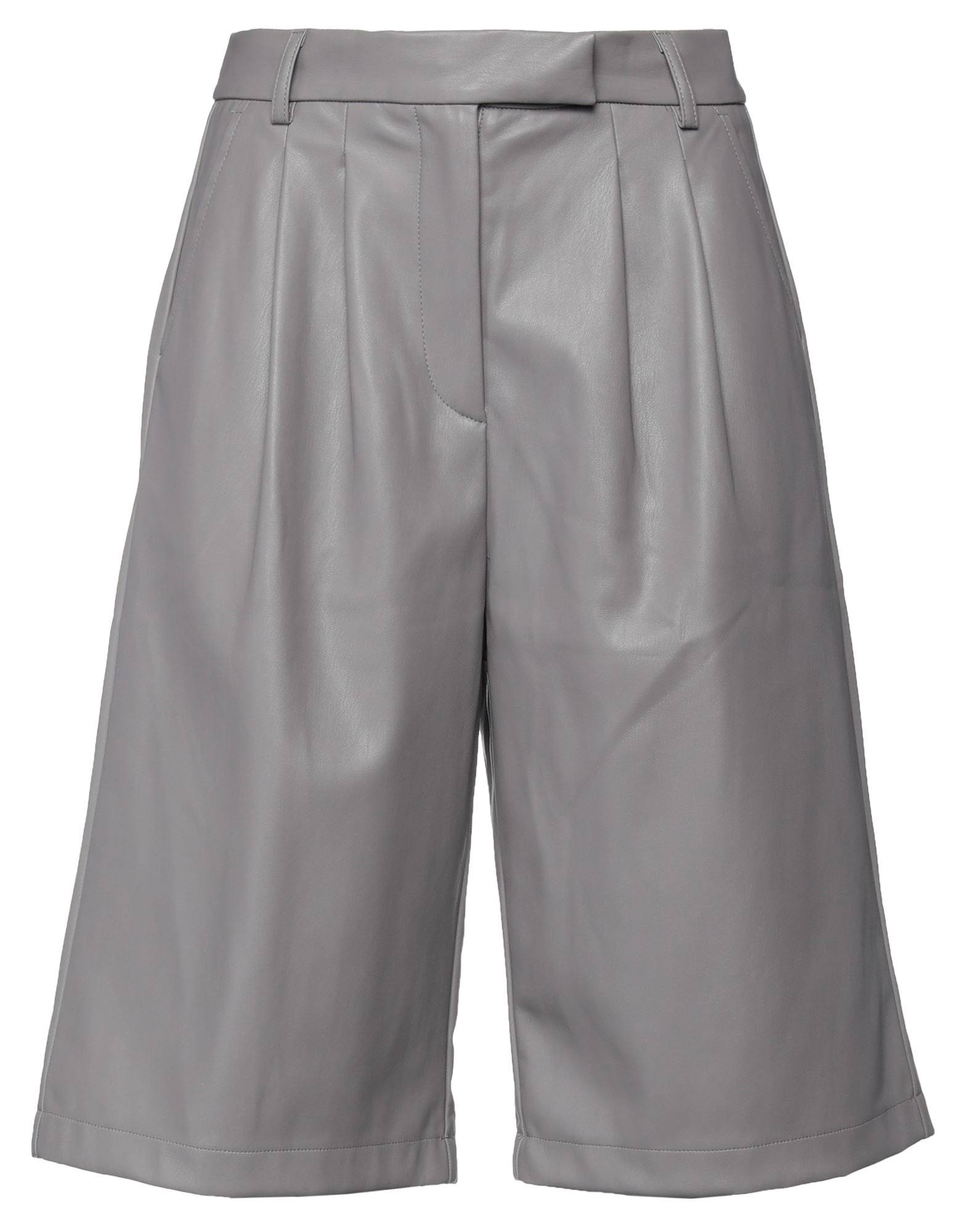 Skills & Genes Woman Shorts & Bermuda Shorts Grey Size 6 Polyester, Polyurethane Coated