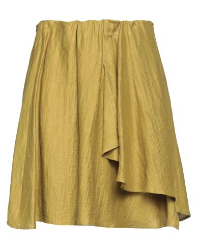 Alysi Woman Mini Skirt Military Green Size 4 Linen, Polyamide