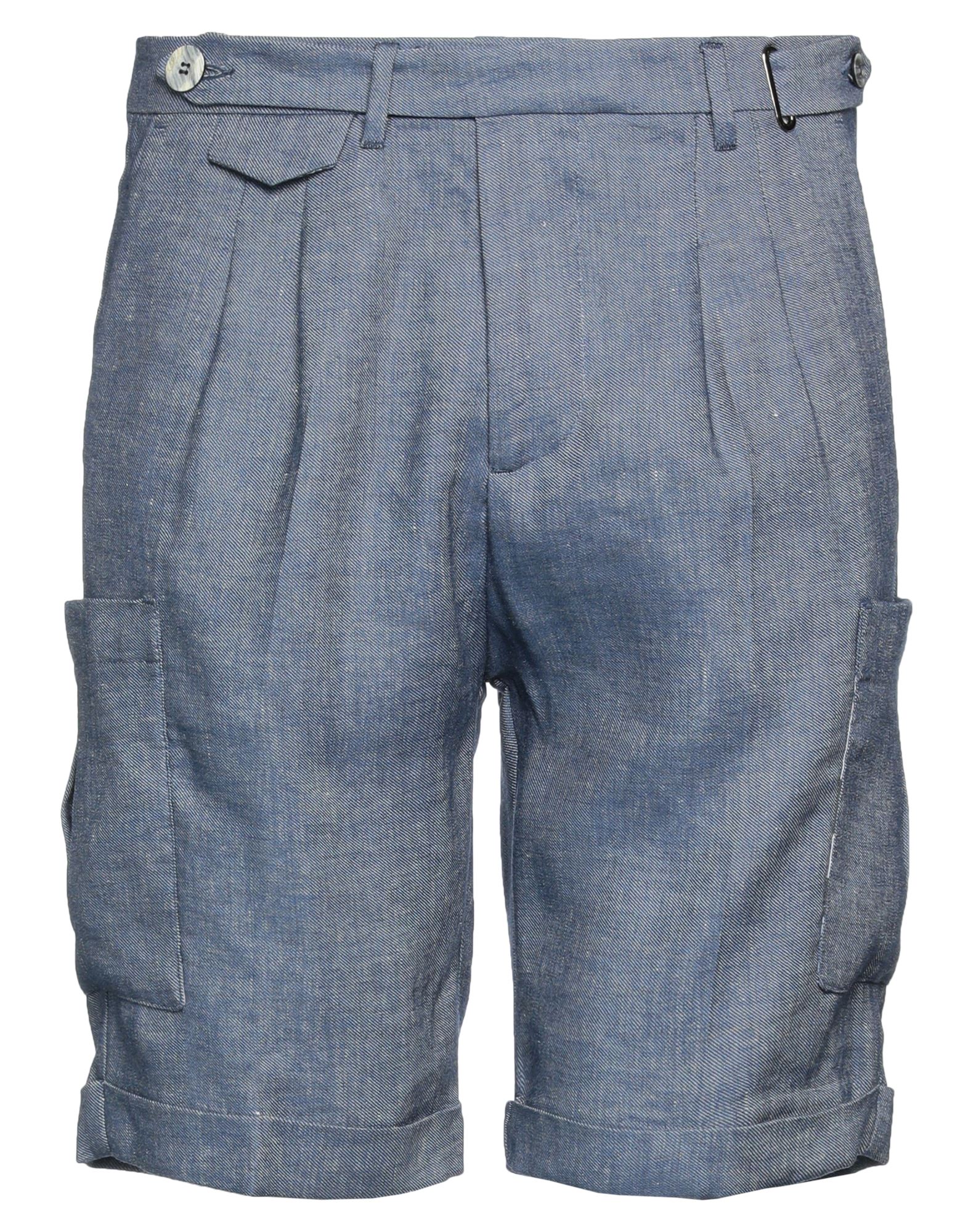 Neill Katter Man Shorts & Bermuda Shorts Slate Blue Size 30 Linen, Viscose, Polyester