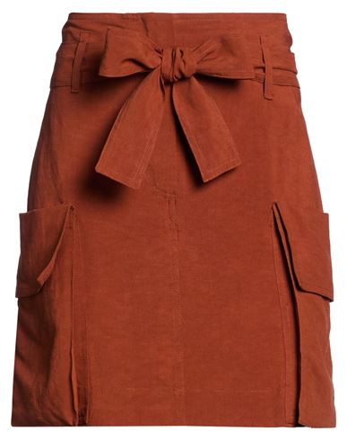 8pm Woman Mini Skirt Brown Size Xs Viscose, Linen