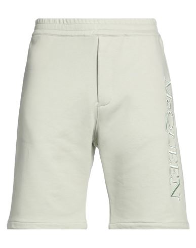Shop Alexander Mcqueen Man Shorts & Bermuda Shorts Sage Green Size M Cotton, Elastane, Viscose, Polyester