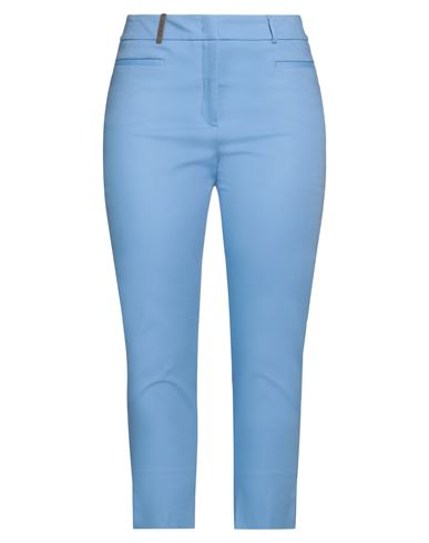 Peserico Woman Pants Azure Size 12 Cotton, Viscose, Elastane In Blue