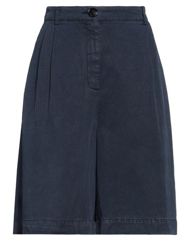 Max & Co . Woman Shorts & Bermuda Shorts Navy Blue Size 6 Lyocell, Linen