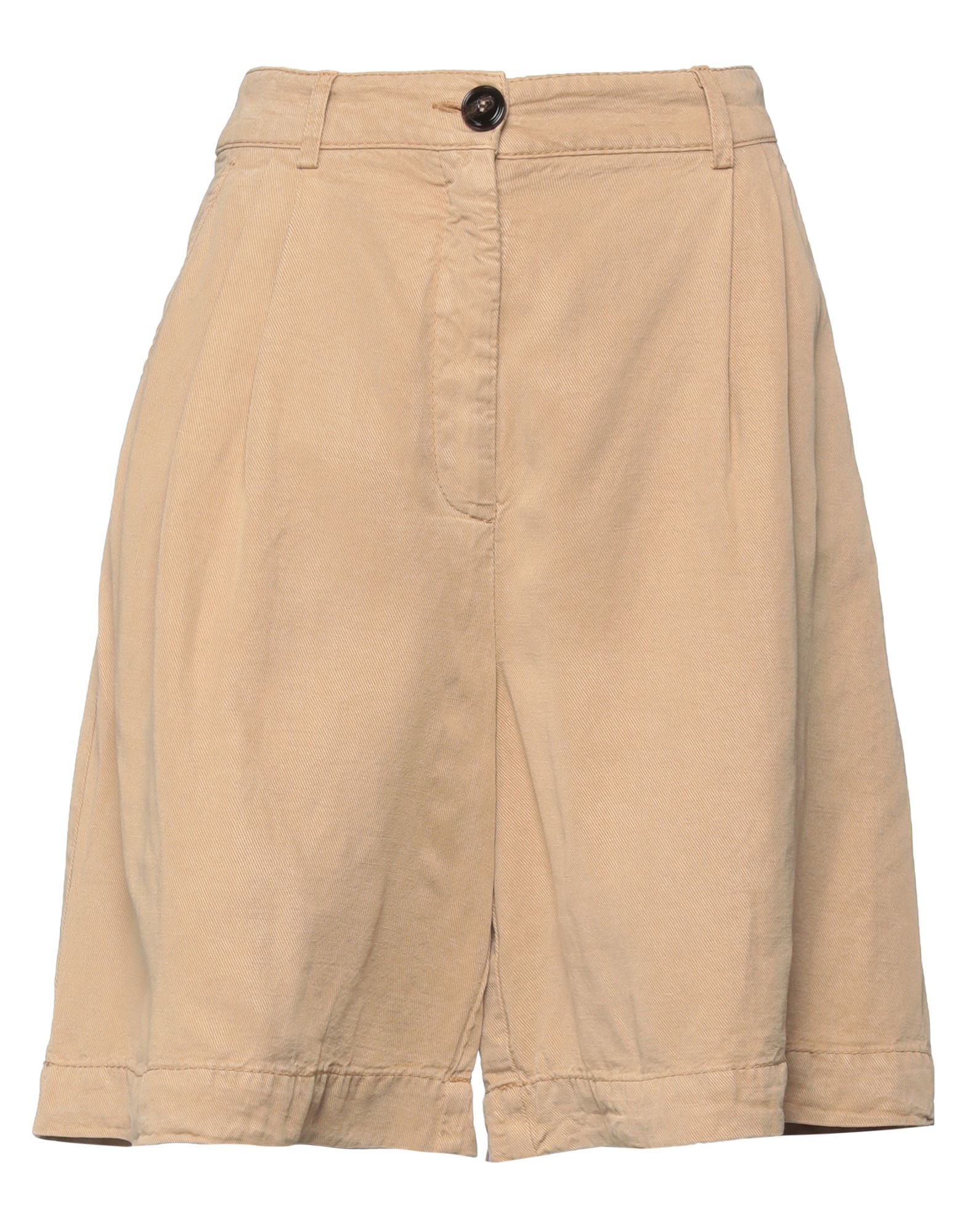 Max & Co . Woman Shorts & Bermuda Shorts Camel Size 0 Lyocell, Linen In Beige