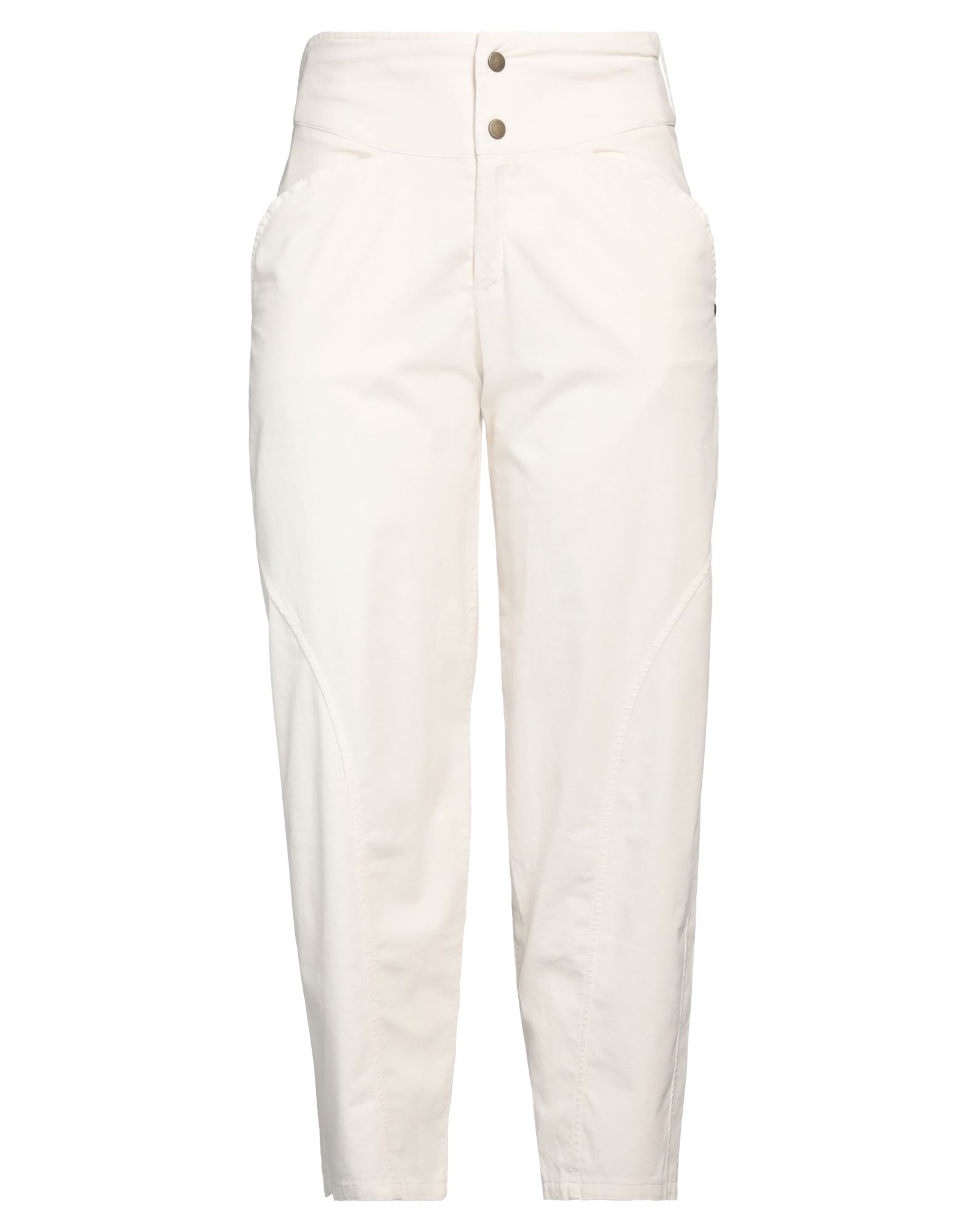 Merci .., Woman Pants White Size 10 Cotton, Elastane