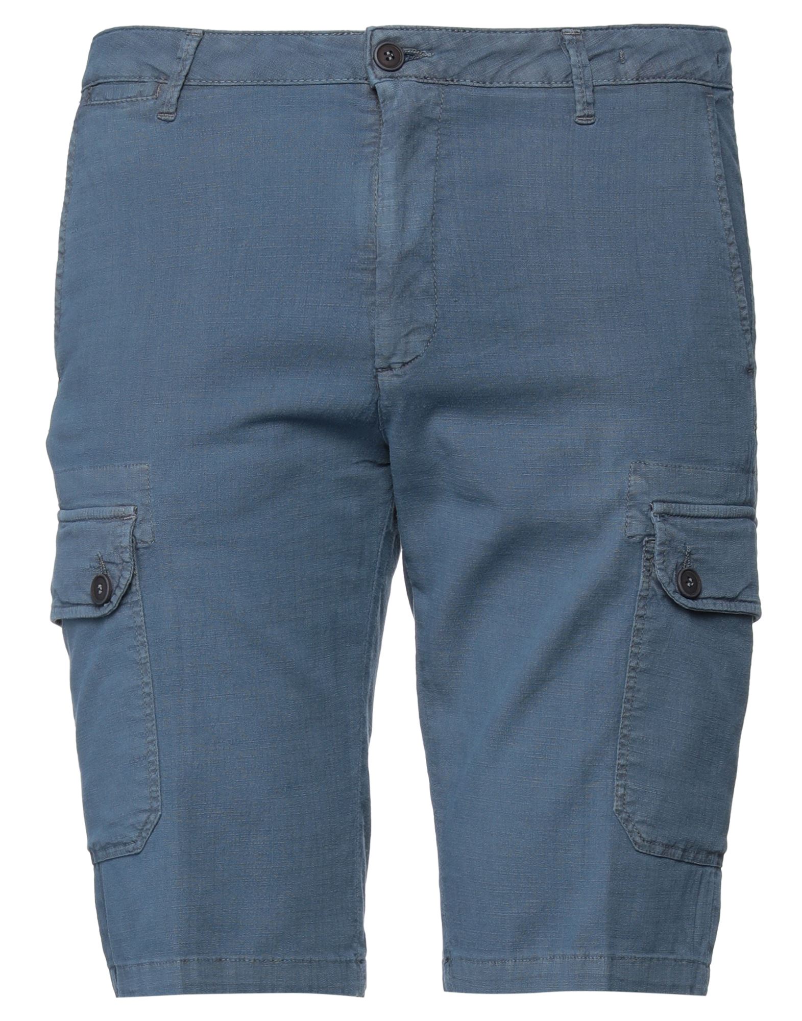 Lost In Albion Man Shorts & Bermuda Shorts Slate Blue Size 34 Cotton, Linen, Elastane