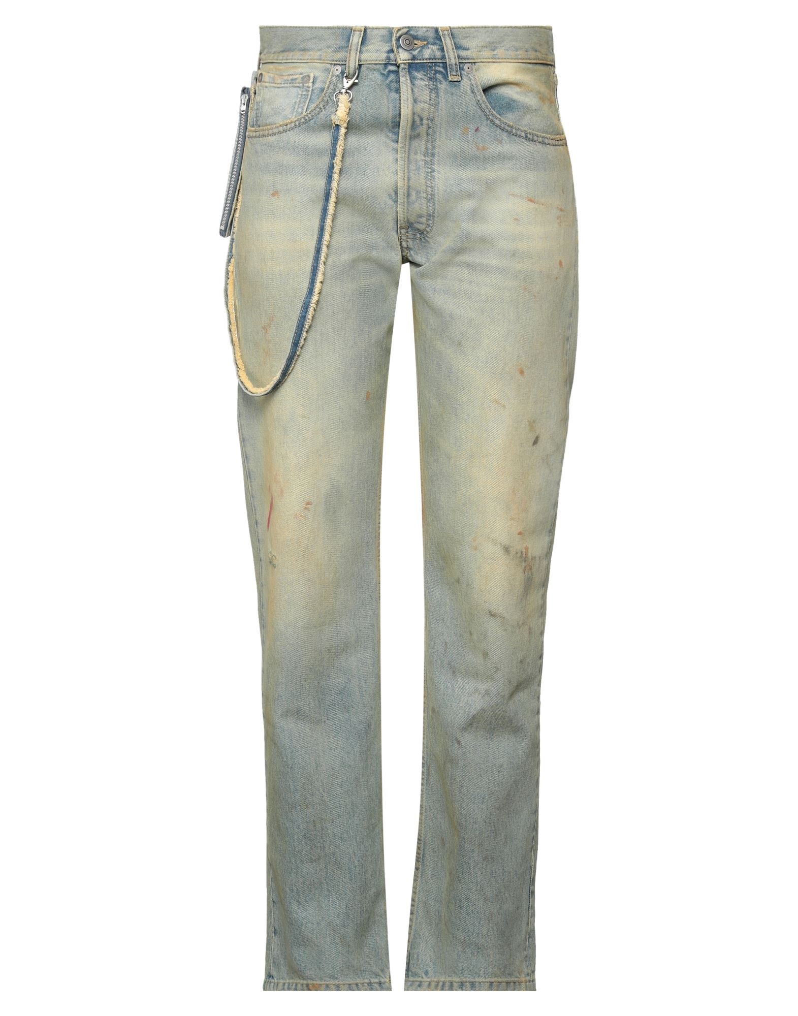 Displaced Pocket Distressed Loose Fit Jeans In Blue