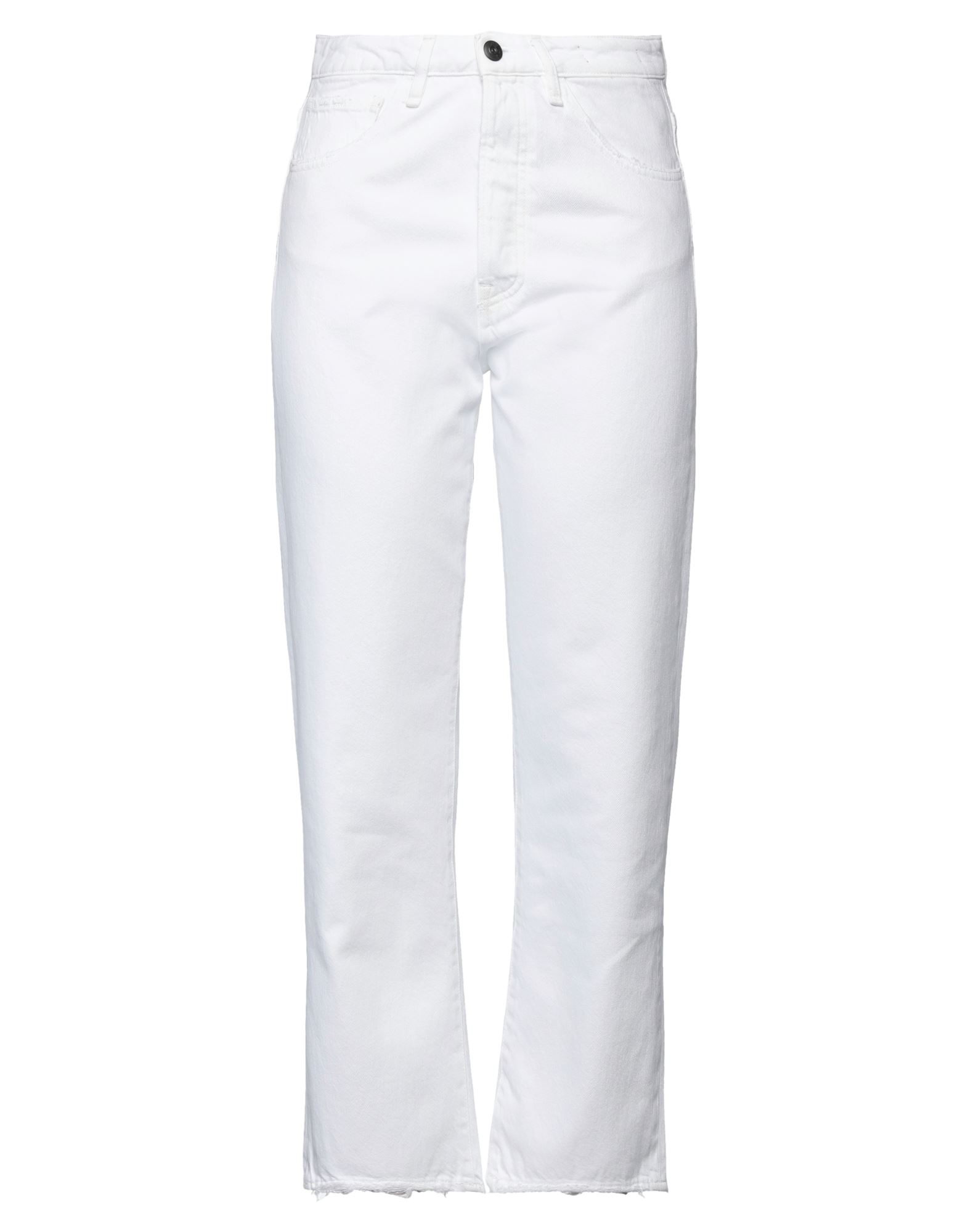 3x1 Cropt Bootleg Jean - White Tear In White