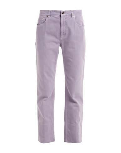 Shop Brunello Cucinelli Woman Jeans Light Purple Size 6 Cotton, Elastane, Soft Leather, Brass