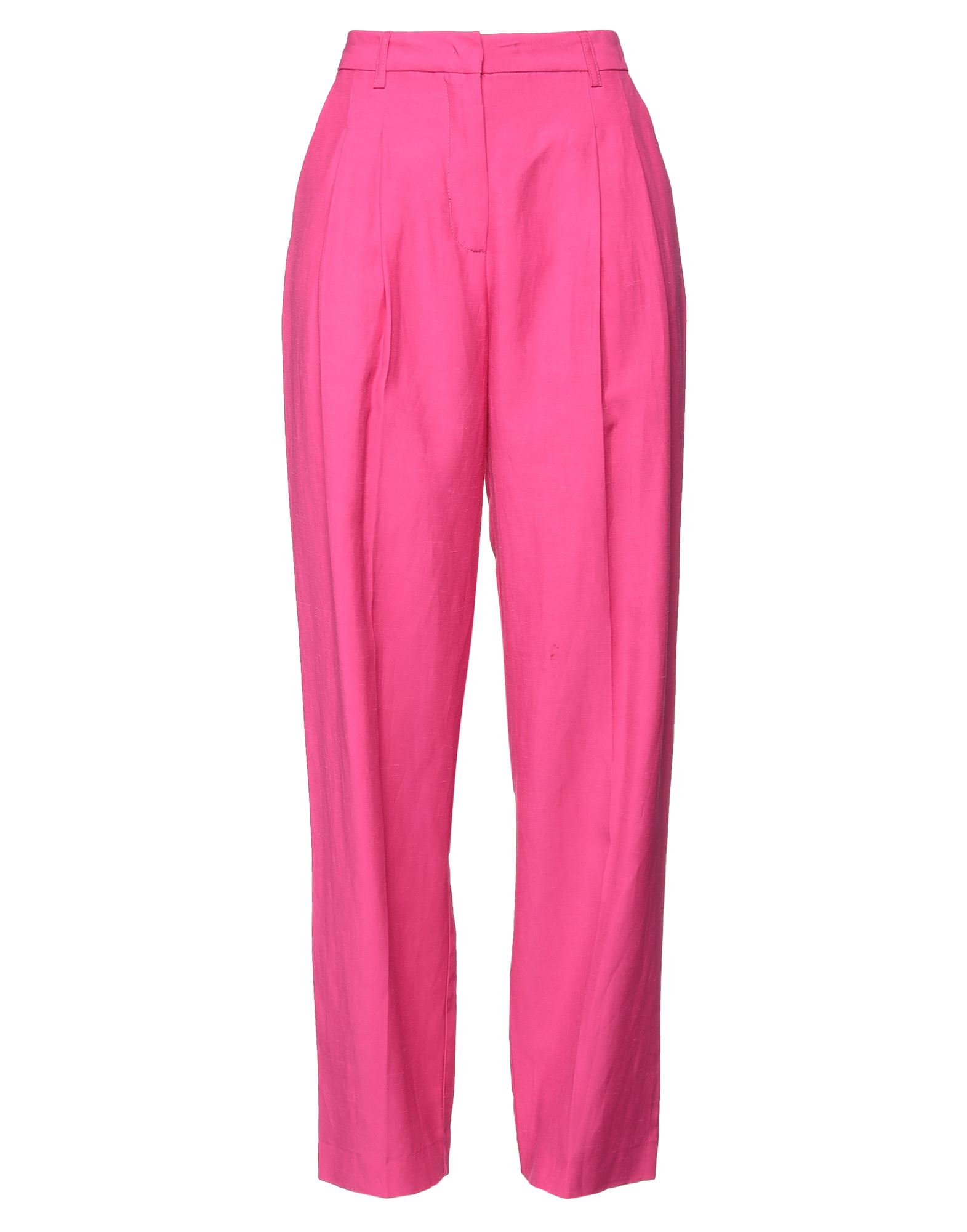 Merci .., Woman Pants Fuchsia Size 2 Viscose, Linen In Pink