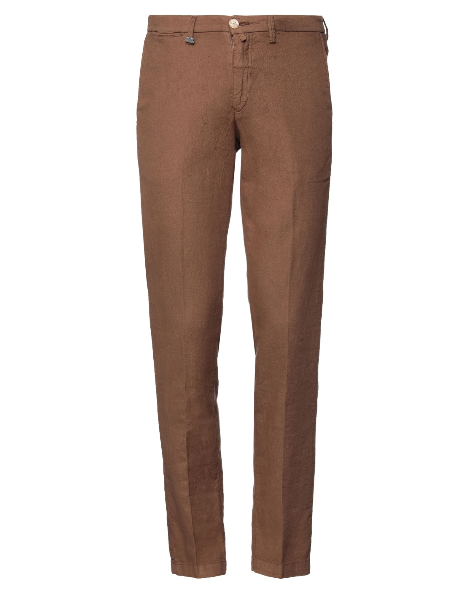 Shop Barbati Man Pants Brown Size 28 Cotton, Linen, Elastane