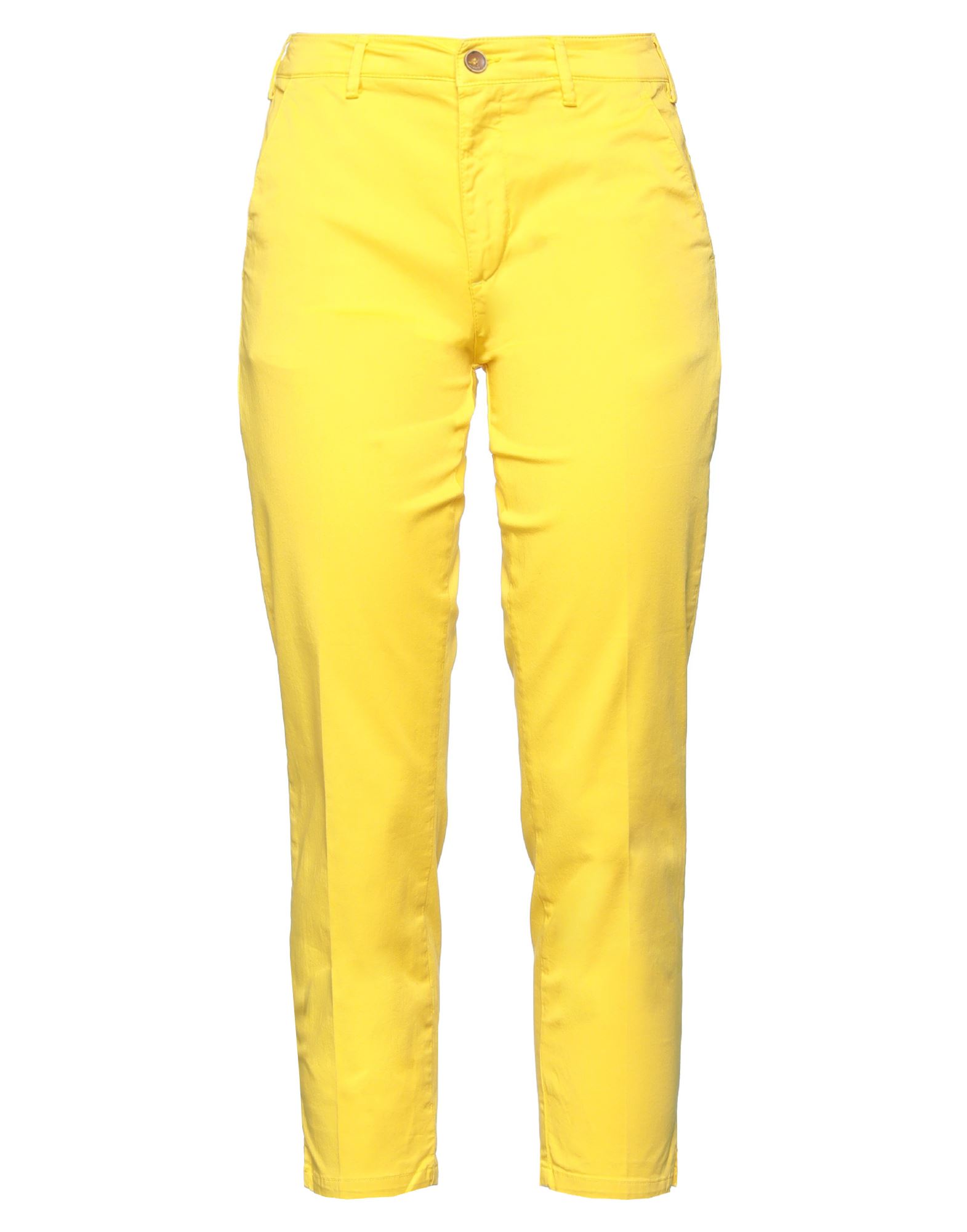 40weft Woman Cropped Pants Yellow Size 8 Cotton, Elastane