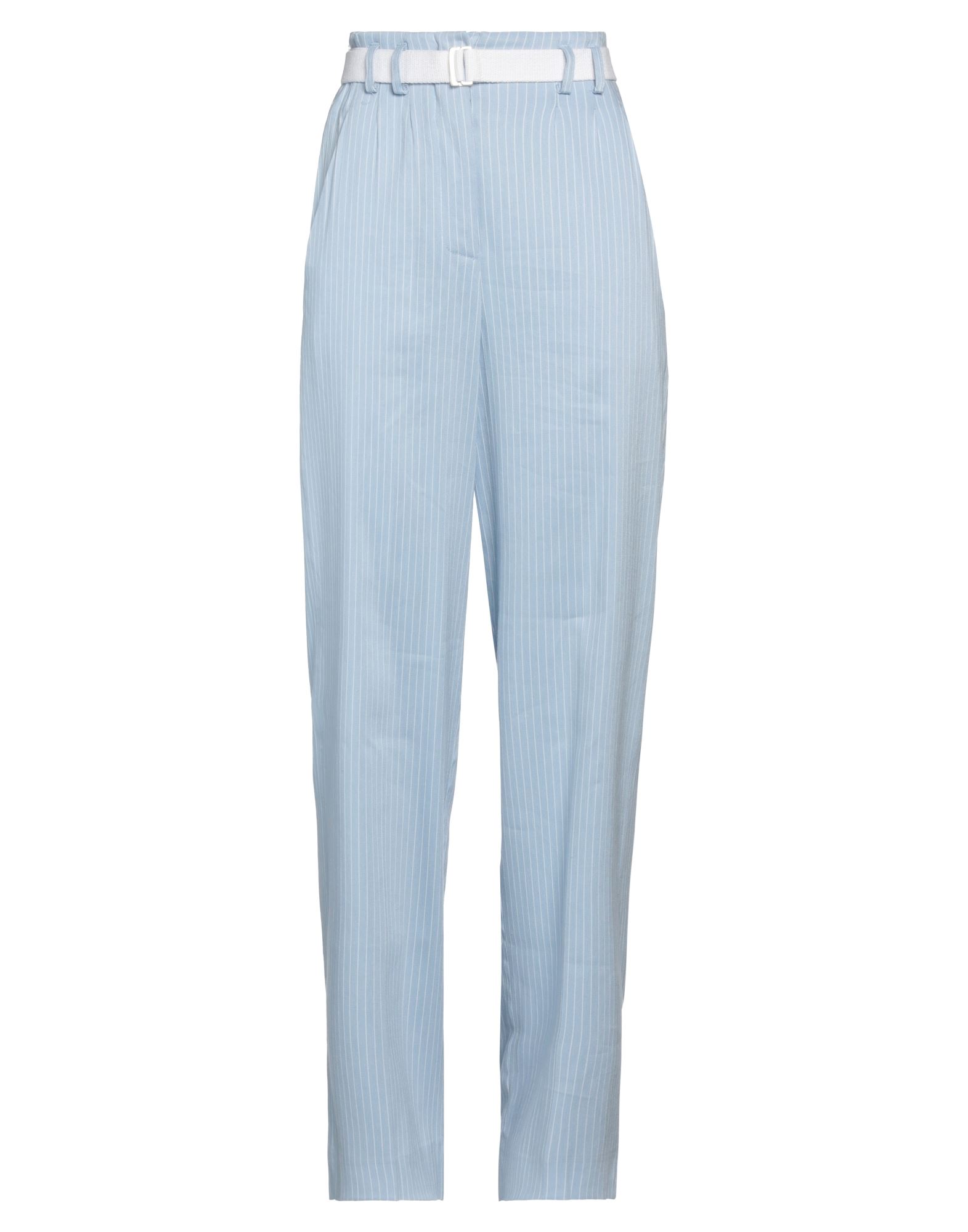 Merci .., Woman Pants Sky Blue Size 10 Linen, Rayon, Cotton, Elastane