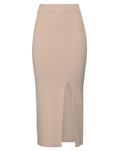 Soallure Woman Midi Skirt Beige Size M Viscose, Pbt - Polybutylene Terephthalate
