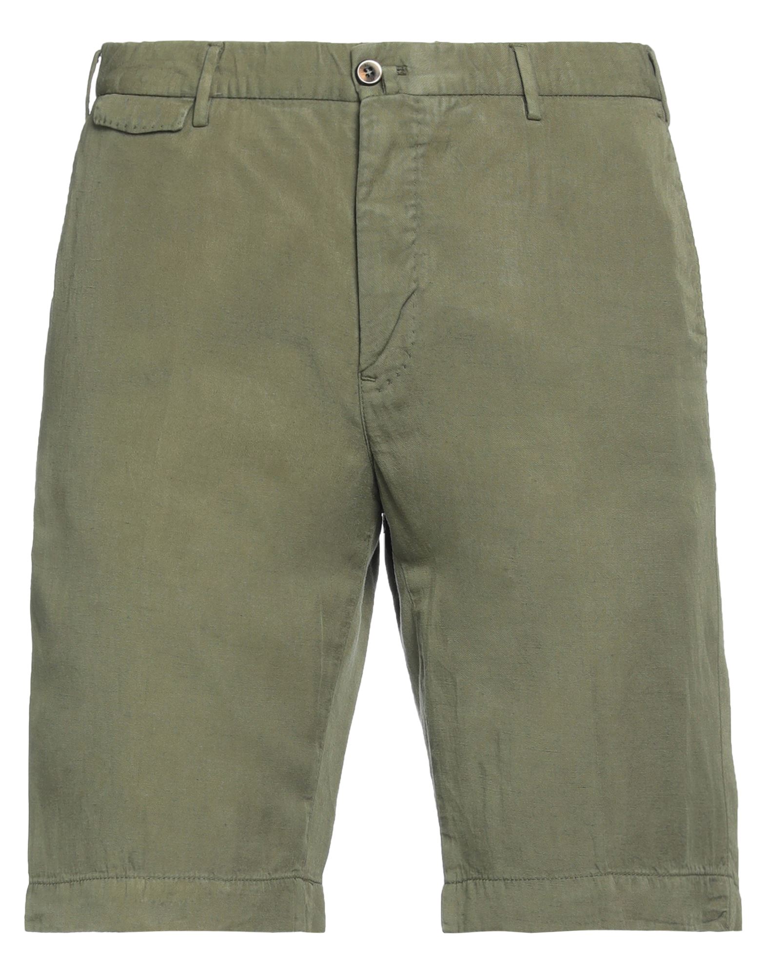 Pt Torino Man Shorts & Bermuda Shorts Military Green Size 44 Lyocell, Linen, Cotton