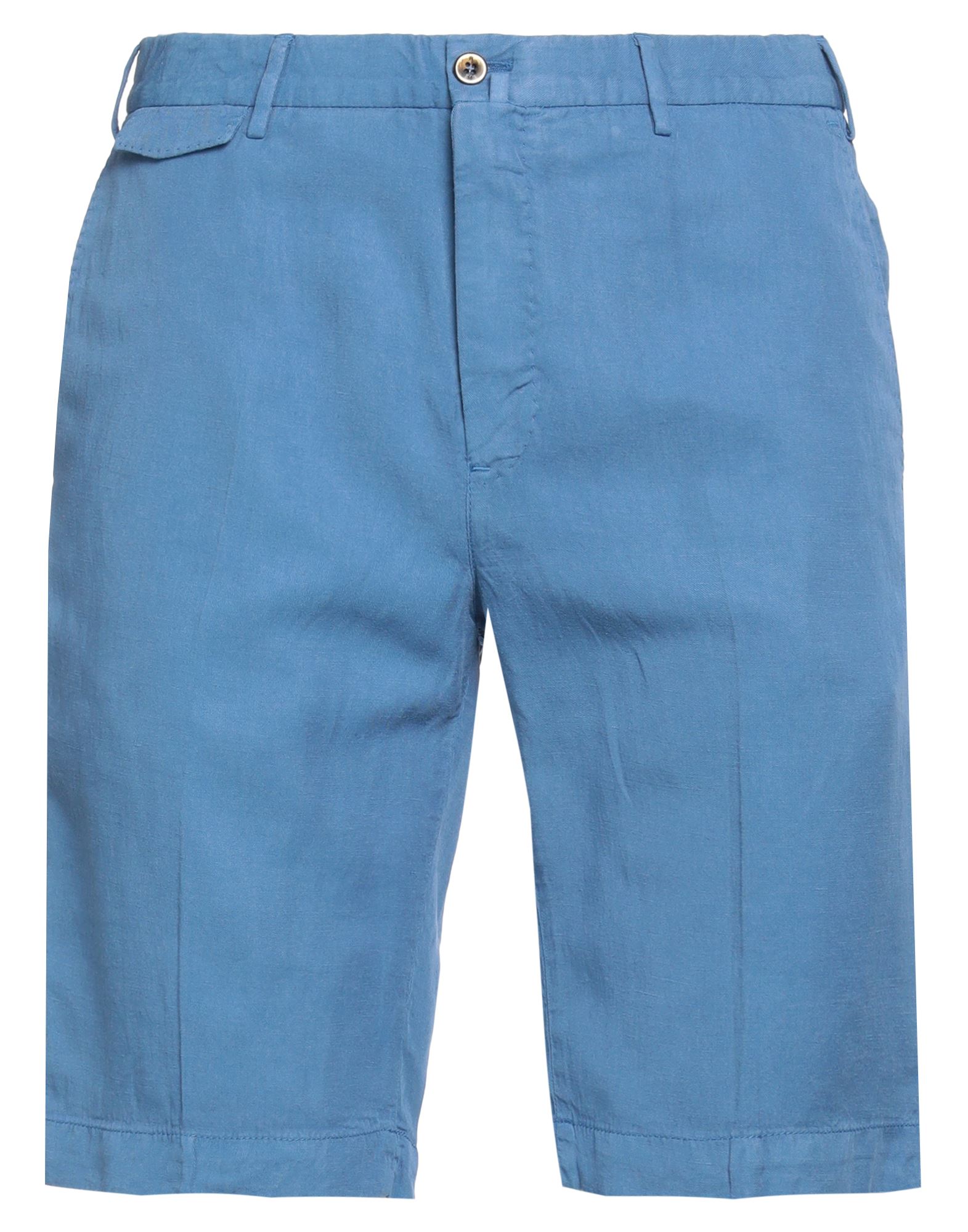 Pt Torino Man Shorts & Bermuda Shorts Azure Size 44 Lyocell, Linen, Cotton In Navy Blue
