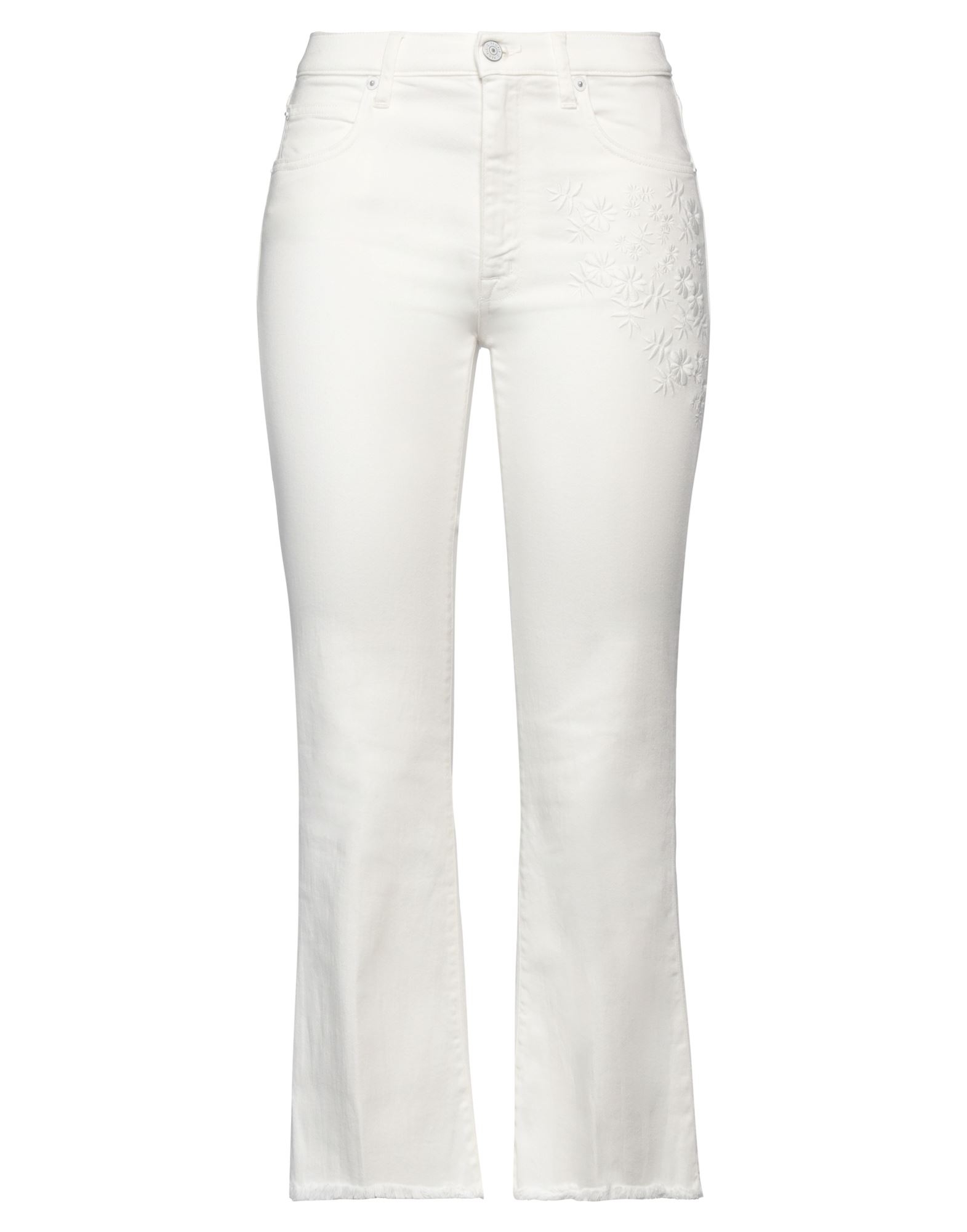 People (+)  Woman Jeans Ivory Size 28 Cotton, Elastomultiester, Elastane In White