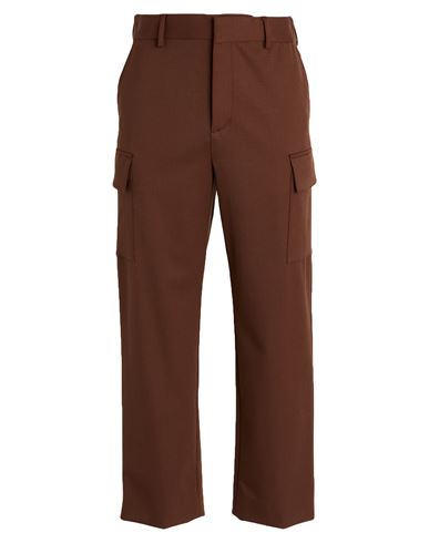 Valentino Garavani Man Pants Chocolate Brown Size 30 Virgin Wool, Elastane In Gold