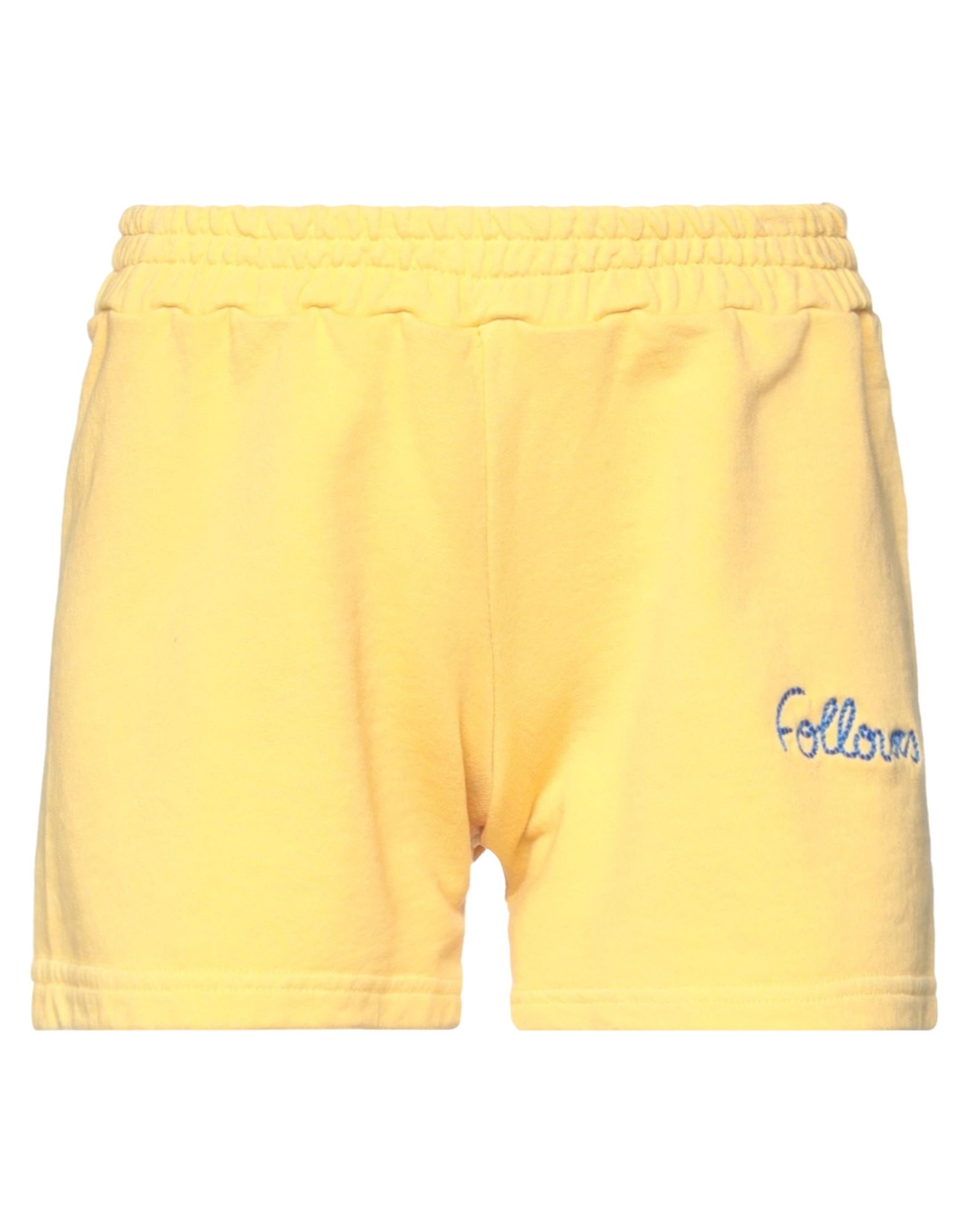 Follovers Woman Shorts & Bermuda Shorts Yellow Size S Cotton