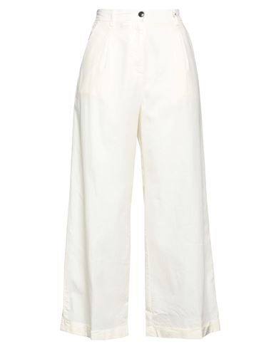 Myths Woman Pants Ivory Size 6 Cotton, Silk In White