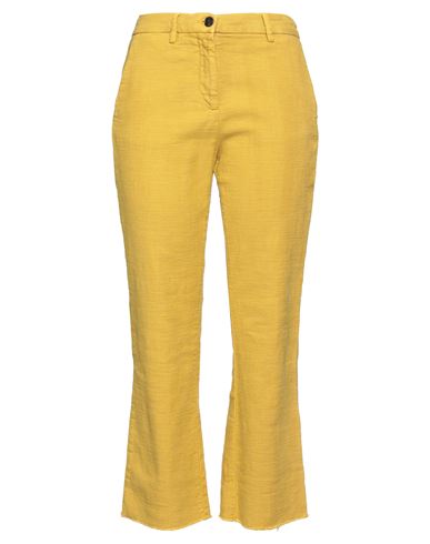 Myths Woman Pants Mustard Size 6 Cotton, Elastane In Yellow