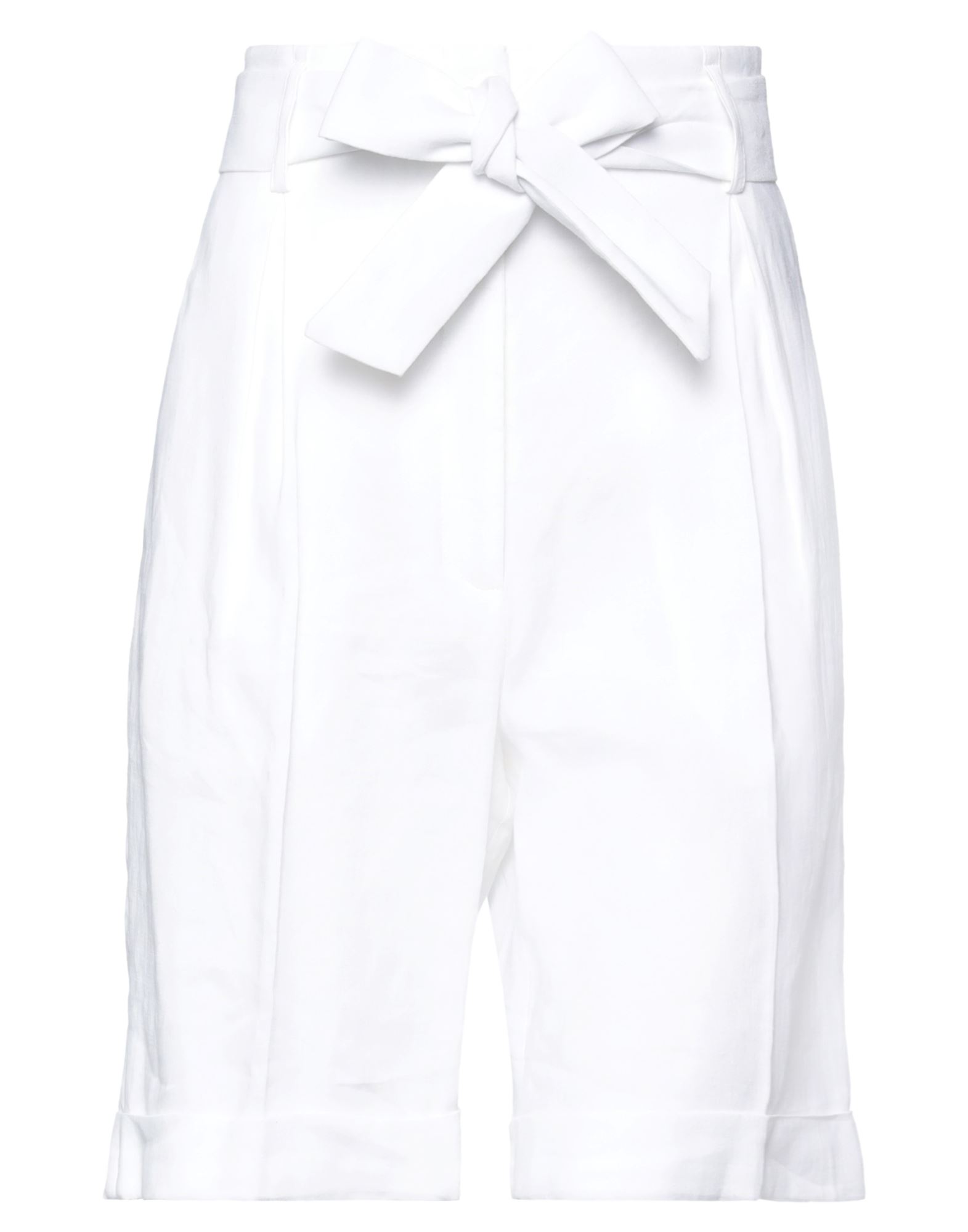 Amina Rubinacci Woman Shorts & Bermuda Shorts White Size 8 Linen, Viscose, Elastane