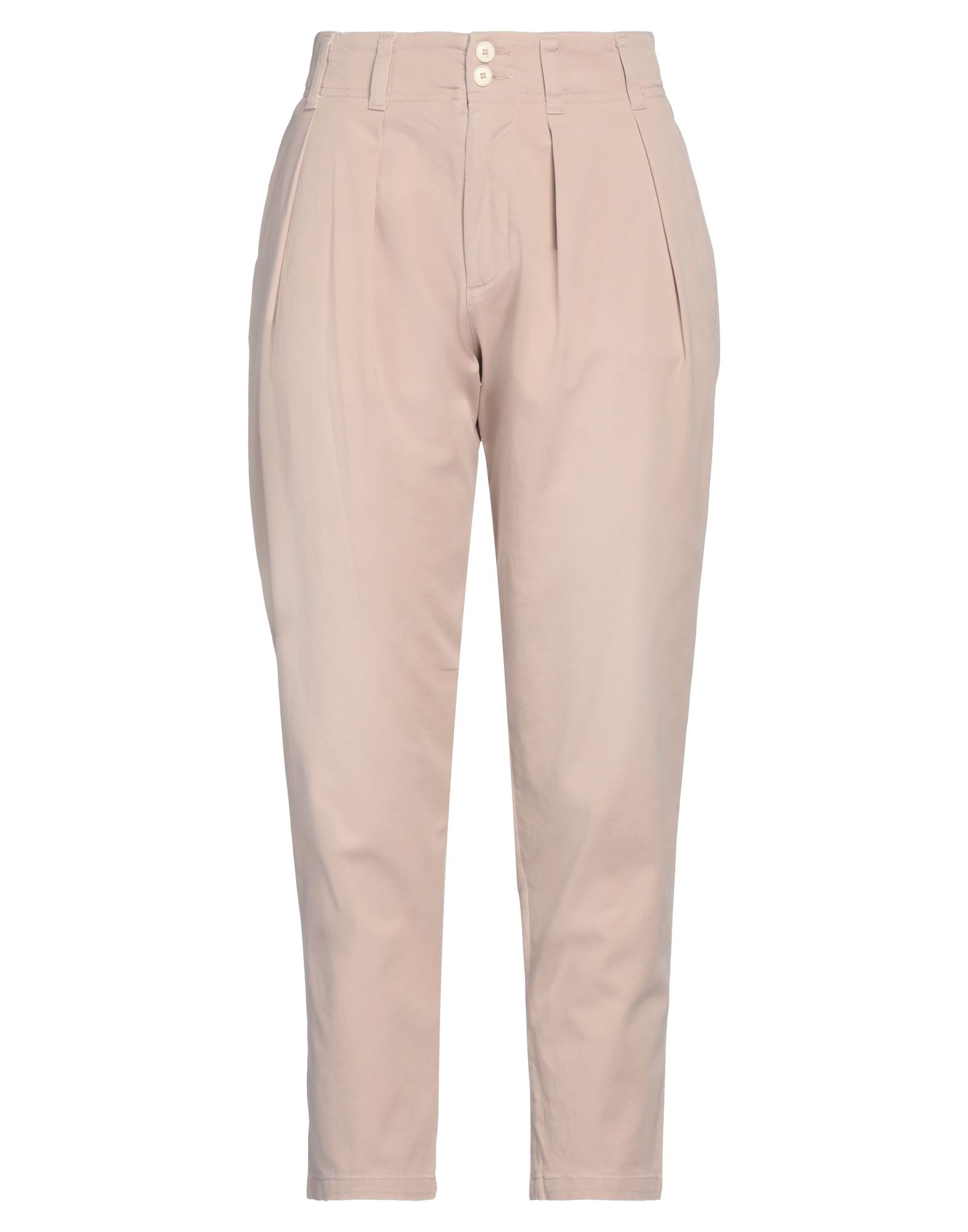 People (+)  Woman Pants Beige Size 4 Cotton, Elastane