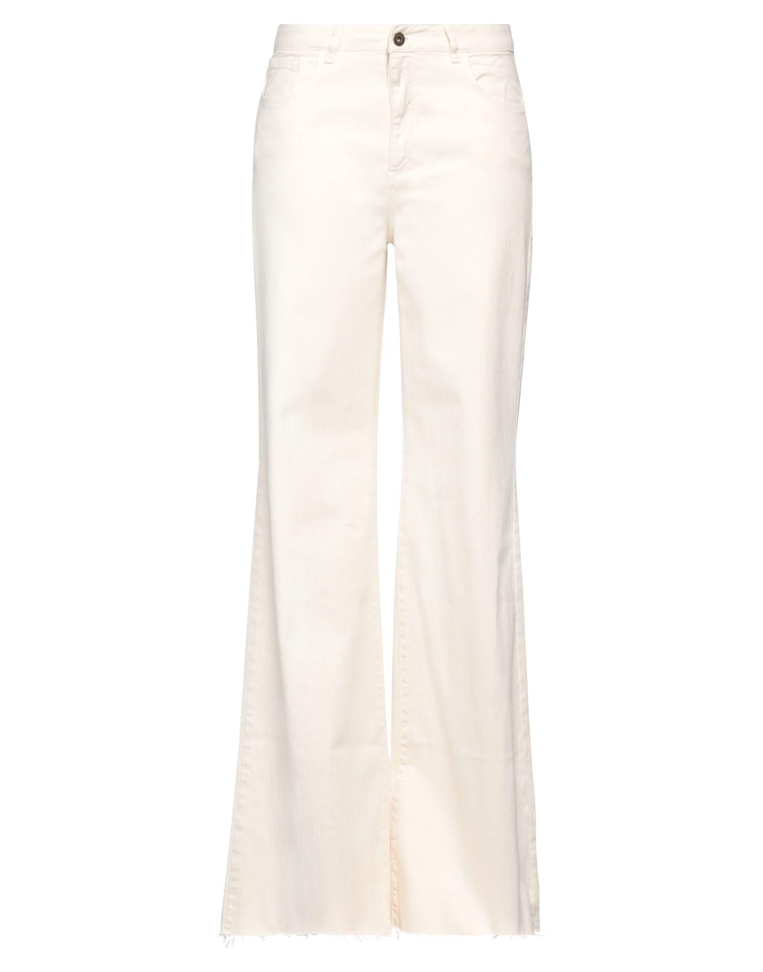 Merci .., Woman Jeans Ivory Size 31 Cotton, Elastane In White