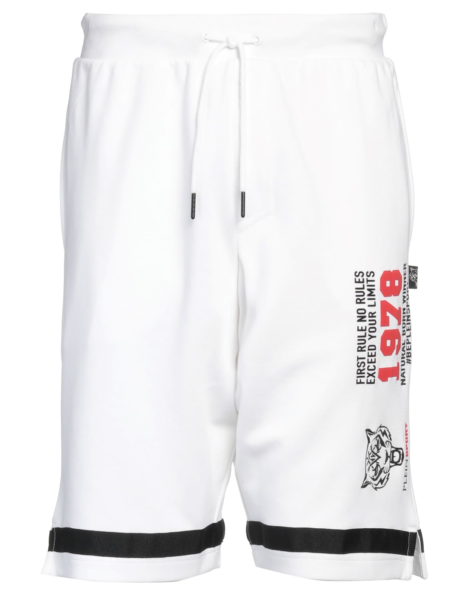 Plein Sport Man Shorts & Bermuda Shorts White Size M Cotton, Polyester