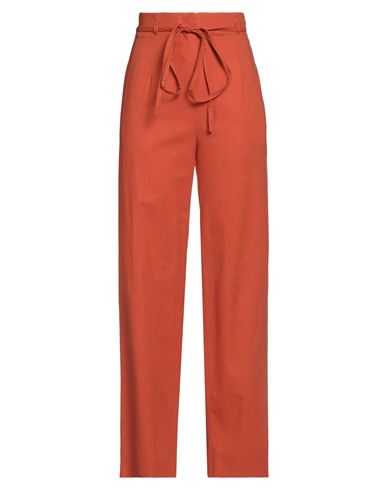 Kaos Woman Pants Orange Size 6 Viscose, Linen, Cotton, Elastane