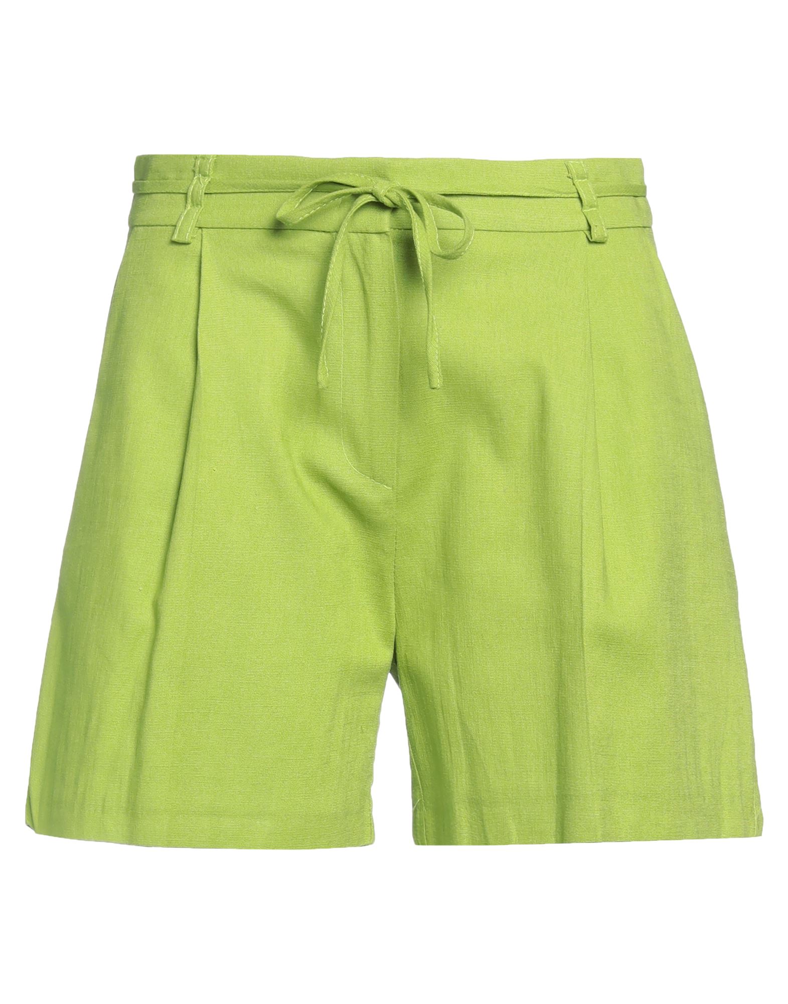 Kaos Woman Shorts & Bermuda Shorts Acid Green Size 4 Viscose, Linen, Cotton, Elastane