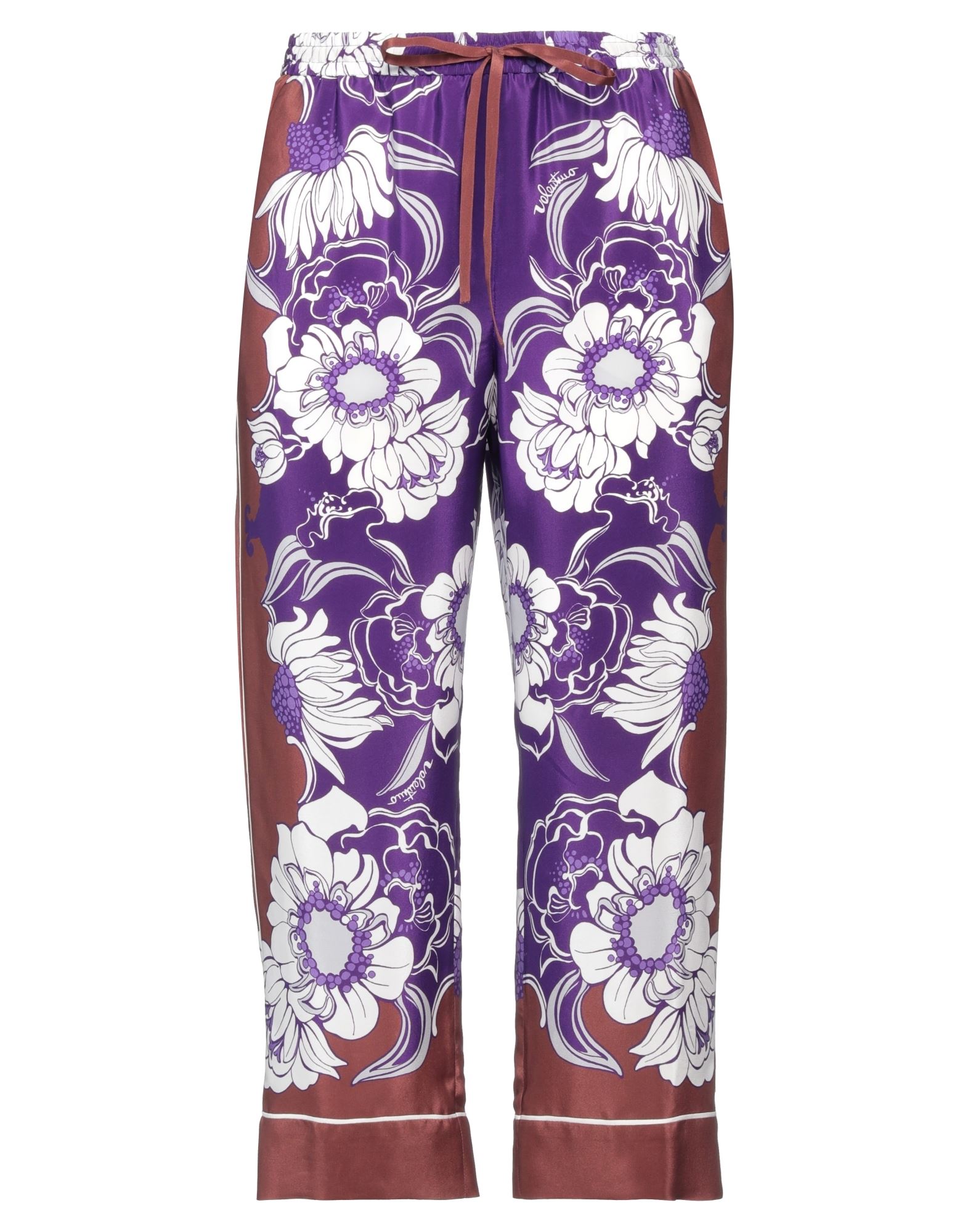 Valentino Cropped Floral-print Silk-crepe Pants In Rosa