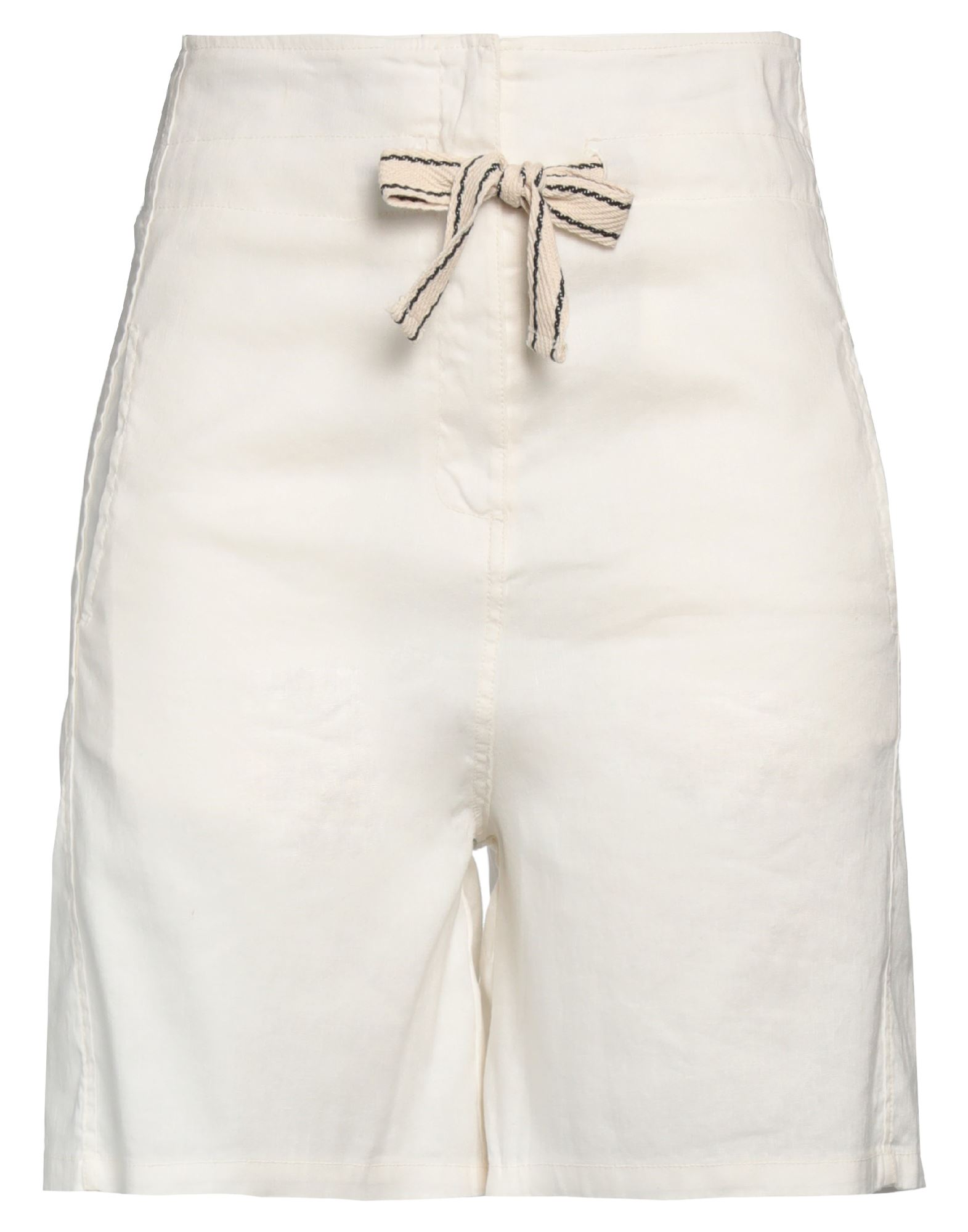Emma & Gaia Woman Shorts & Bermuda Shorts Ivory Size 4 Linen, Cotton, Elastane In White