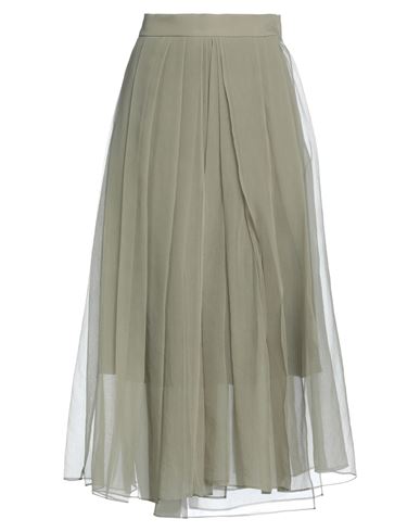 Brunello Cucinelli Woman Long Skirt Military Green Size 4 Silk